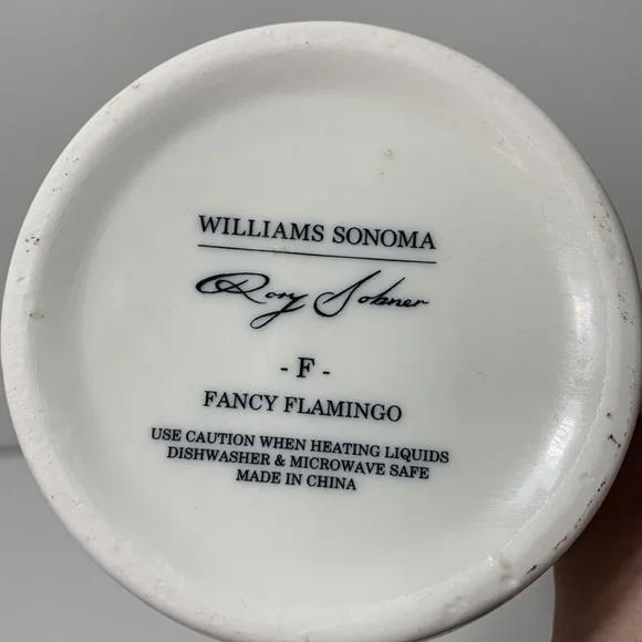Williams Sonoma - Rory Dobner Fancy Flamingo Coffee Mug - monogram F - Picture 5 of 6